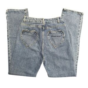 SOLD 🩵 Shein Women's Heart Pockets High Rise Straight Leg Medium Wash Blue Jeans